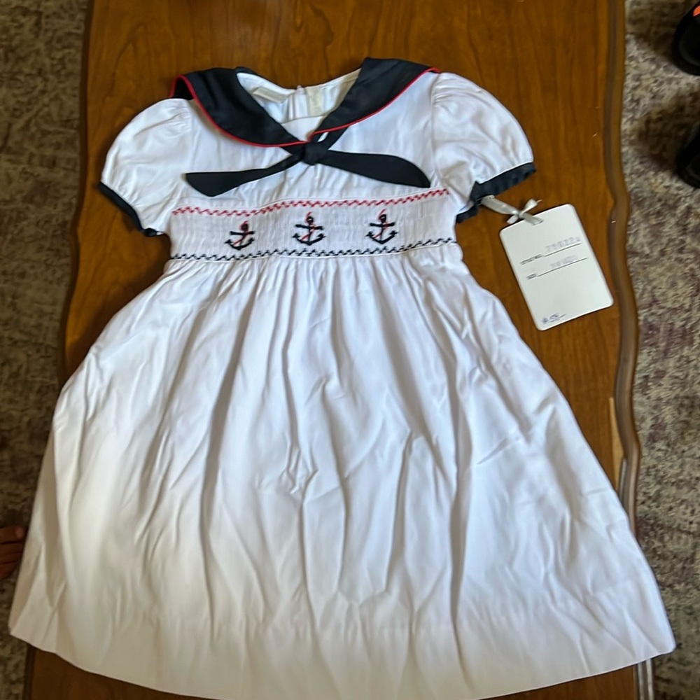 Sailor style smocked dress. 24 months